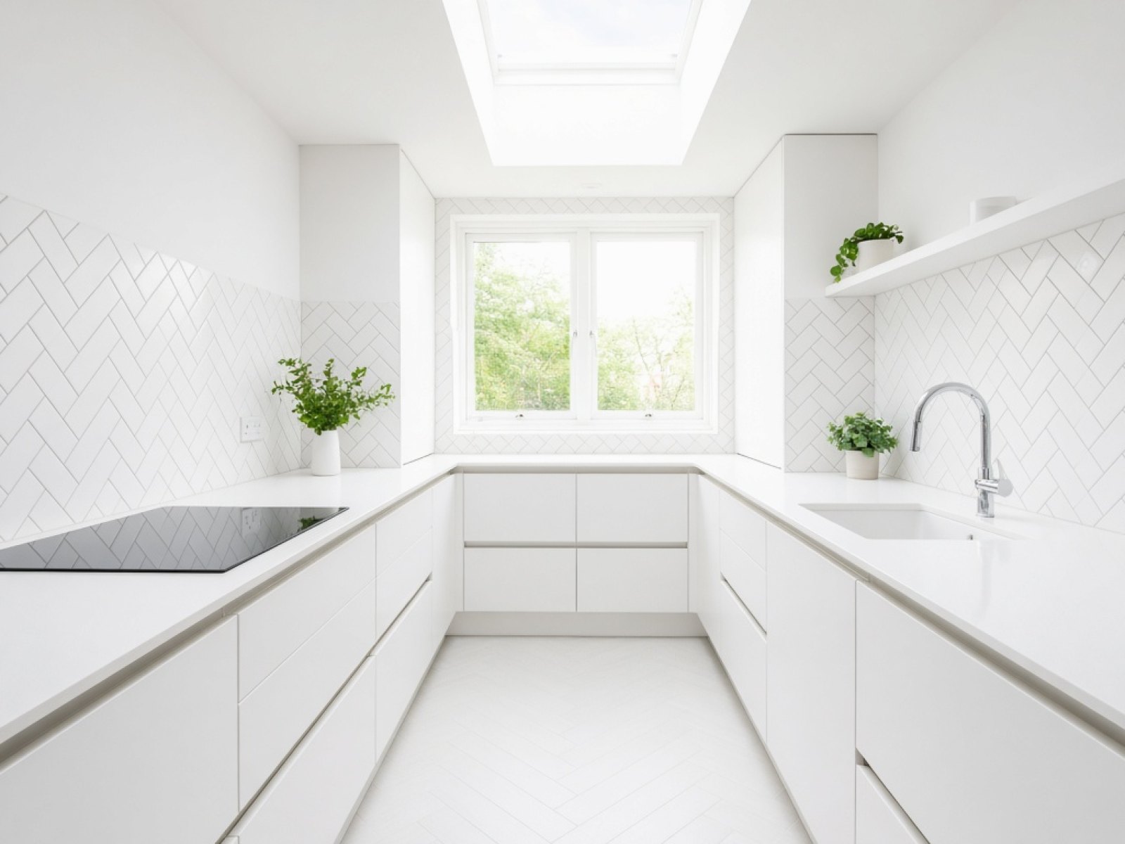 Traditional kitchen with a fitted stone worktop