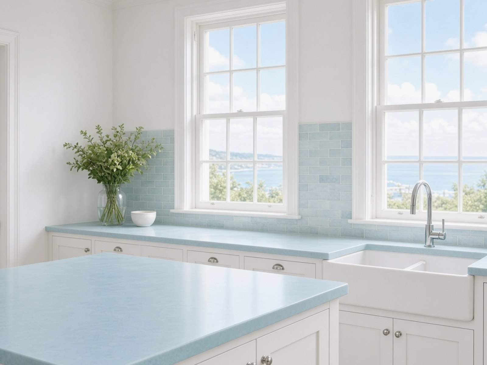 Blue kitchen worktops