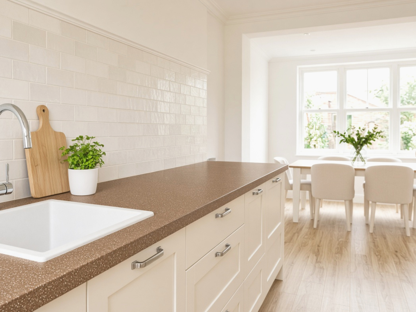 Brown kitchen worktops