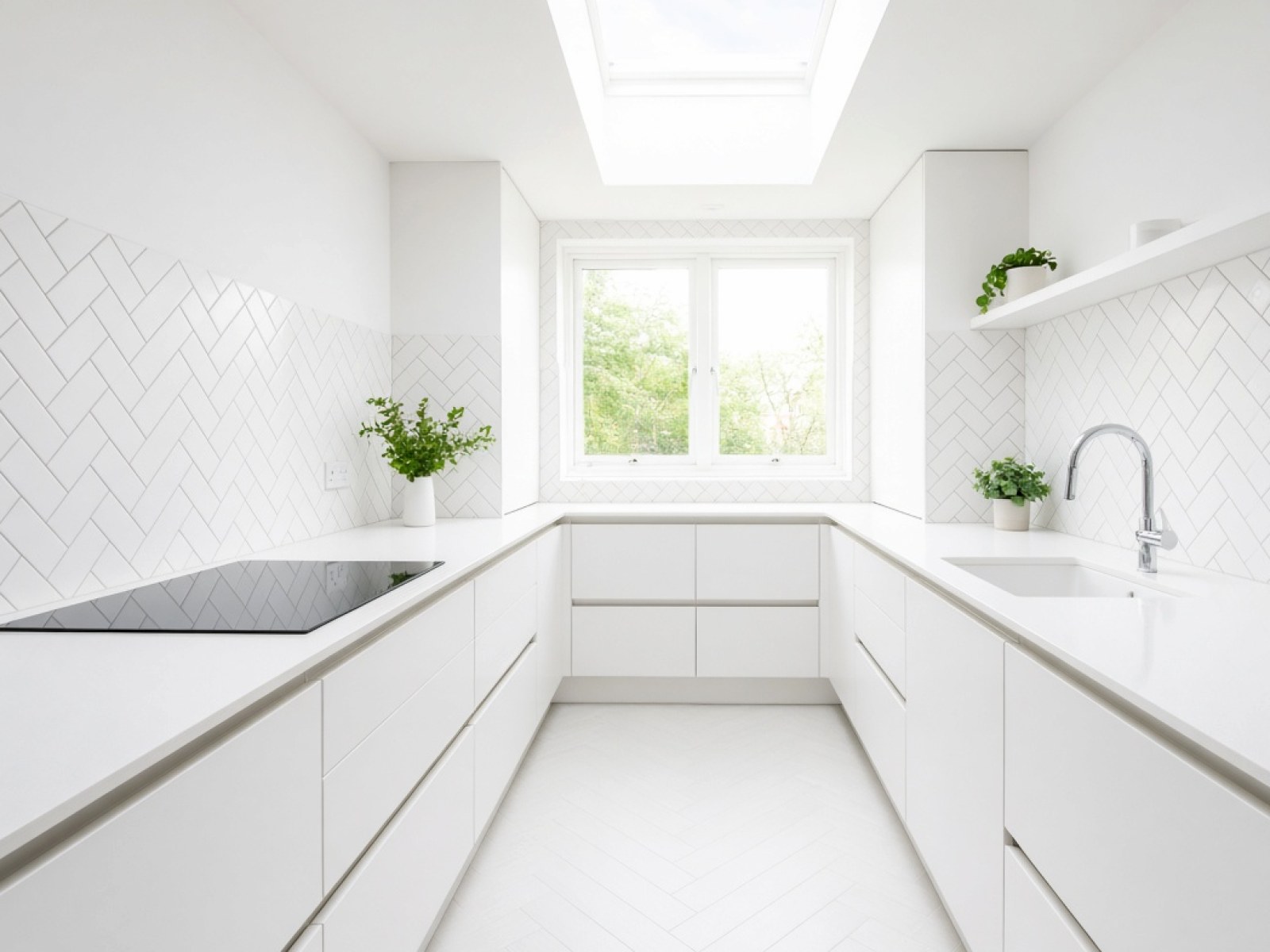 White kitchen worktops